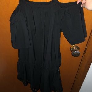 Off the Shoulder Black Fabletics Prue Romper